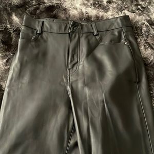 black faux leather jeans zara